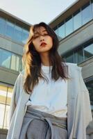 Woman Standing in Front of Building photo
