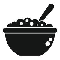 negro silueta de un cuenco de cereal con cuchara icono vector