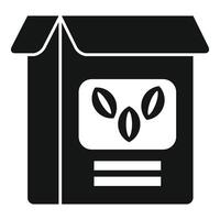 Black and white icon of a seed packet with leaf symbol, suitable for gardenrelated designs vector