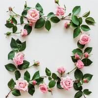 Pink Roses Arranged in Heart Shape photo