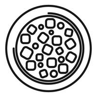 Top view outline of pizza with toppings vector