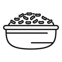 Line art illustration of a bowl of beans vector