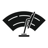 Simple, bold graphic icon of a windshield wiper on a curved glass surface vector
