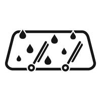 icon of windshield wipers in motion with raindrops, isolated on white vector