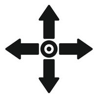 simple, negrita icono presentando flechas señalando arriba, abajo, izquierda, y Derecha en negro vector