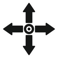 Simple, bold icon featuring arrows pointing up, down, left, and right in black vector