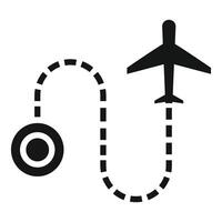 Simple airplane and dotted line path illustration for travel concepts vector