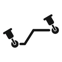 Simplistic icon of pushpins on a line graph vector