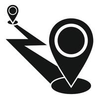 Route indicated by pin markers on a map vector