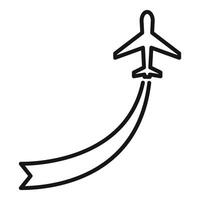 Simple line art illustration of an airplane taking off, depicted in a minimalist style vector