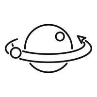 Sleek lineart of a planet with a ring and moon vector