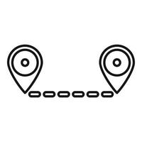 Route between two location pins icon vector