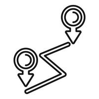 Simplified route map with location pins icon vector