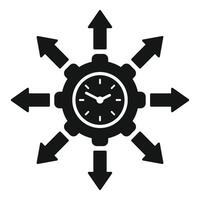Time management concept icon with clock and arrows vector