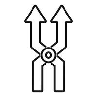 Black line icon of arrows splitting into two directions, representing choice or decision vector