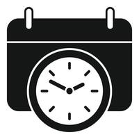 Black and white icon representing time management with a combined calendar and clock vector