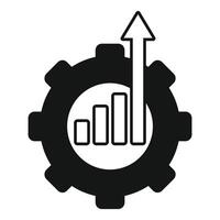 Gear with growth arrow and bar chart icon vector
