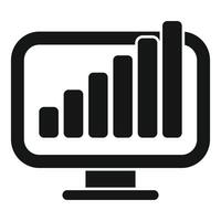 Computer monitor with bar graph icon vector