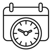 calendario y reloj icono contorno vector