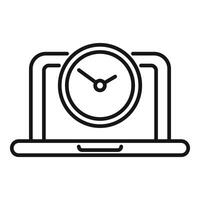 Outline icon of laptop with clock vector