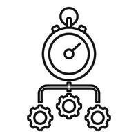 Icon of stopwatch and gears connection vector