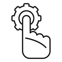 Touch interaction with gear icon vector