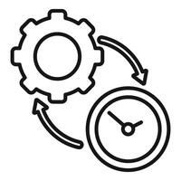 Outline icon illustrating time management with gear and clock symbols vector