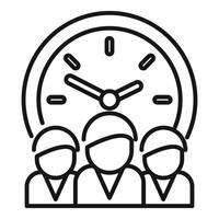 Team efficiency icon with clock and group of people vector