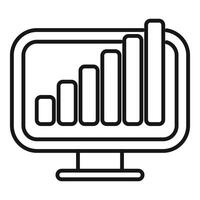 Computer monitor displaying bar graph icon vector