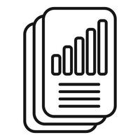Line icon illustration of stacked business reports with bar graph vector