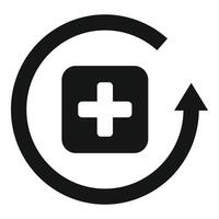 illustration of a medical cross within a circular arrow, symbolizing health improvement or update vector