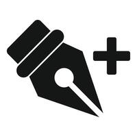 Pen nib with plus sign icon vector