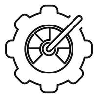 Monochrome outline of a gear and wrench icon vector