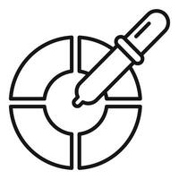 Pipette adding liquid to circular lab plate icon vector
