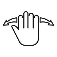 Black outline of a hand performing a swipe gesture, suitable for interface design vector