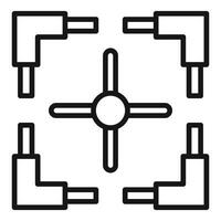 negro y blanco imagen de un resumen punto de mira símbolo con geométrico diseño vector