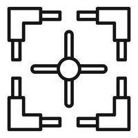 Black and white image of an abstract crosshair symbol with geometric design vector