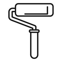 Black and white line art of paint roller icon vector