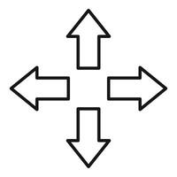 Black outline arrows pointing in four directions vector