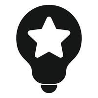 Black and white graphic of a lightbulb with a star shape at its center vector