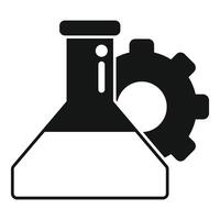 Laboratory flask with gear icon vector