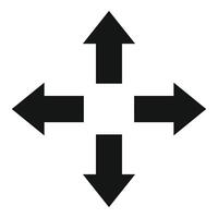 Black arrows pointing in four directions vector