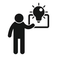 illustration of a person with a lightbulb, symbolizing idea presentation vector