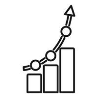 Growth chart with arrow and magnifying glass icon vector