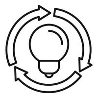 Circular line art of light bulb with arrows concept vector