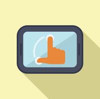 Flat design icon depicting a finger tapping a touchscreen device vector