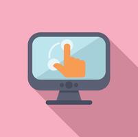 Flat design illustration of hand cursor clicking monitor vector