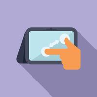 Illustration of a hand zooming in on a tablet screen, indicating touch gesture control vector