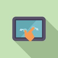 Flat design illustration of a hand interacting with a digital touch screen interface vector