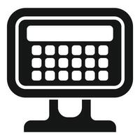 Black and white illustration of a computer monitor with keyboard vector